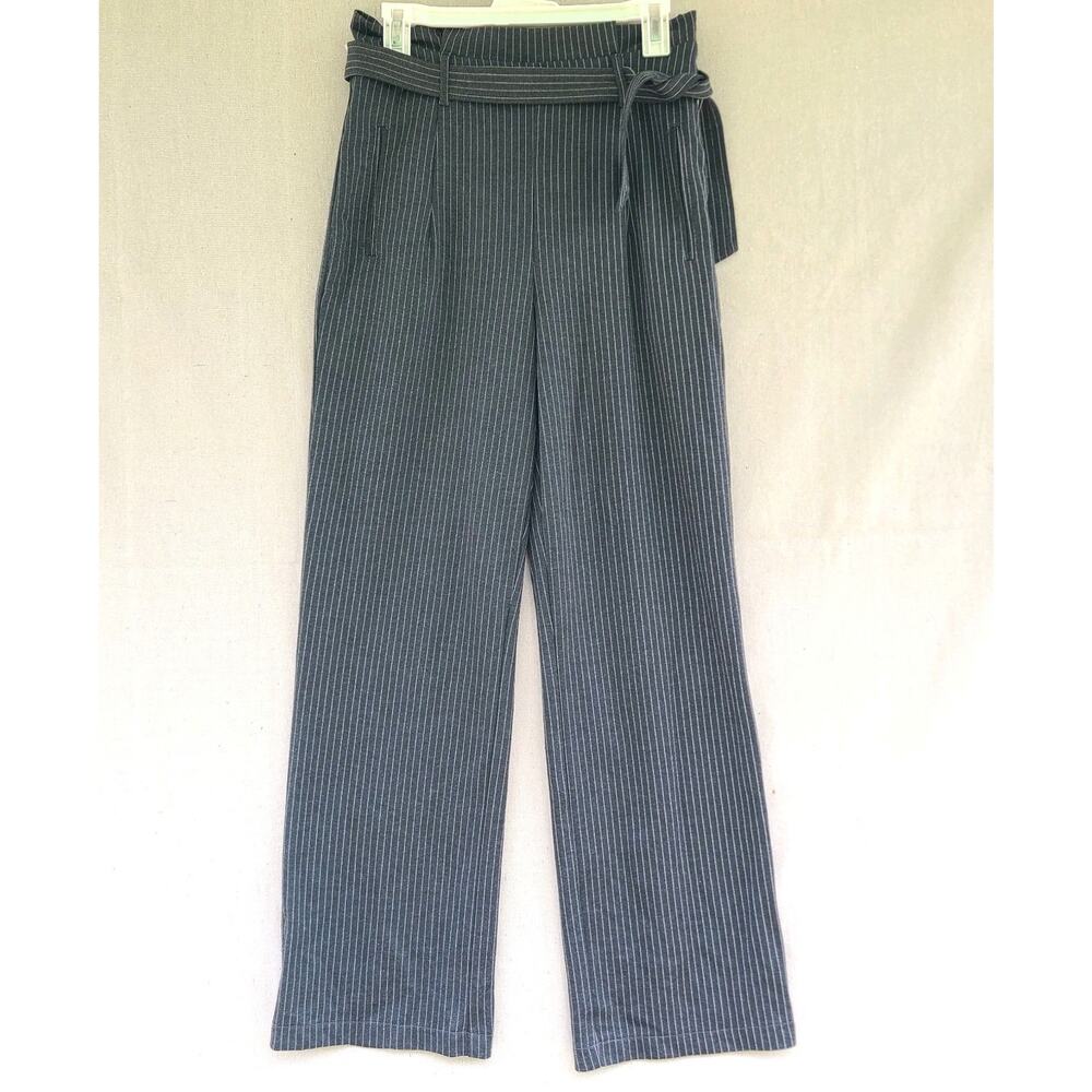 Ci Sona Paper Bag Thick Stripe Dress Pants Side Zip Career Office Size S